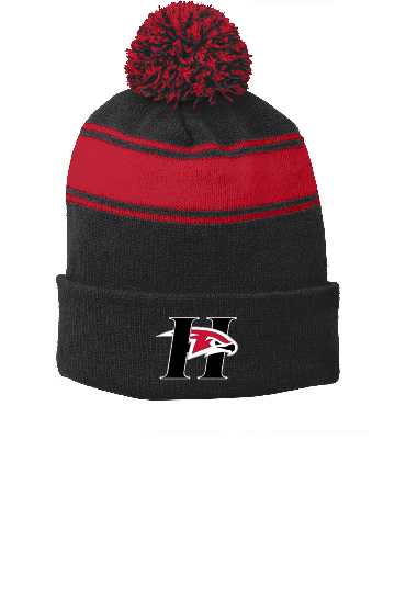 Embroidered Hawk Pom Pom Beanie