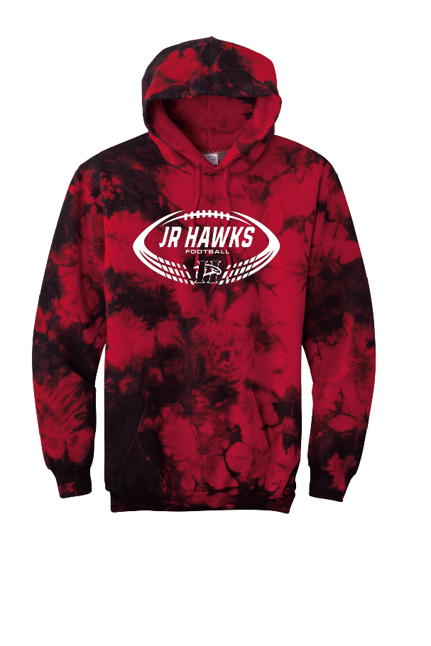 Jr Hawks Football Tie Dye Hoodie